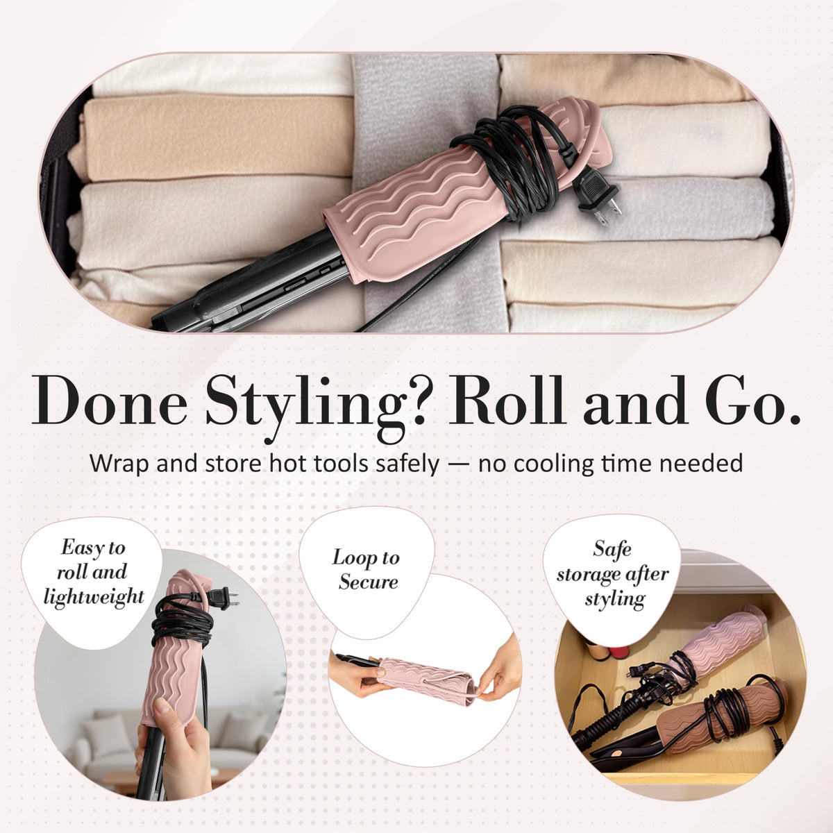 Milaya Beauty rolled mat in travel bag for compact storage