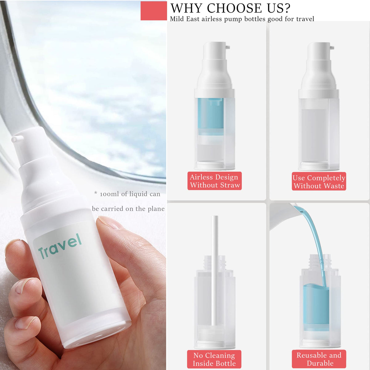 MILD EAST small refill funnel pictured next to bottle, enables mess-free filling