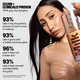 Milk Makeup gel texture close-up revealing luminous golden gel and hydrating consistency for smooth application