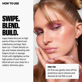 Milk Makeup Werk cream blush texture shown on fingertip for buildable color