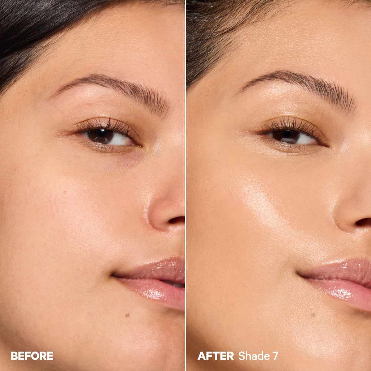 Milk Makeup Hydro Grip before and after complexion improvement visible