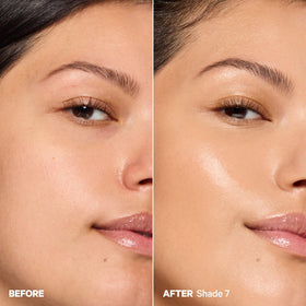 Milk Makeup Hydro Grip before and after complexion improvement visible