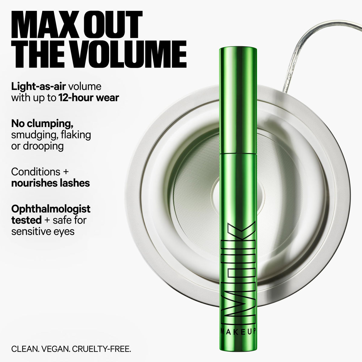 Milk Makeup brush close-up with criss-cross bristles for even lash coating and lift