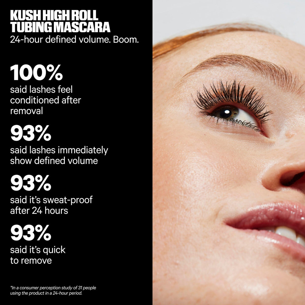 Milk Makeup flexible wand demonstrating reach to inner and lower lashes for definition