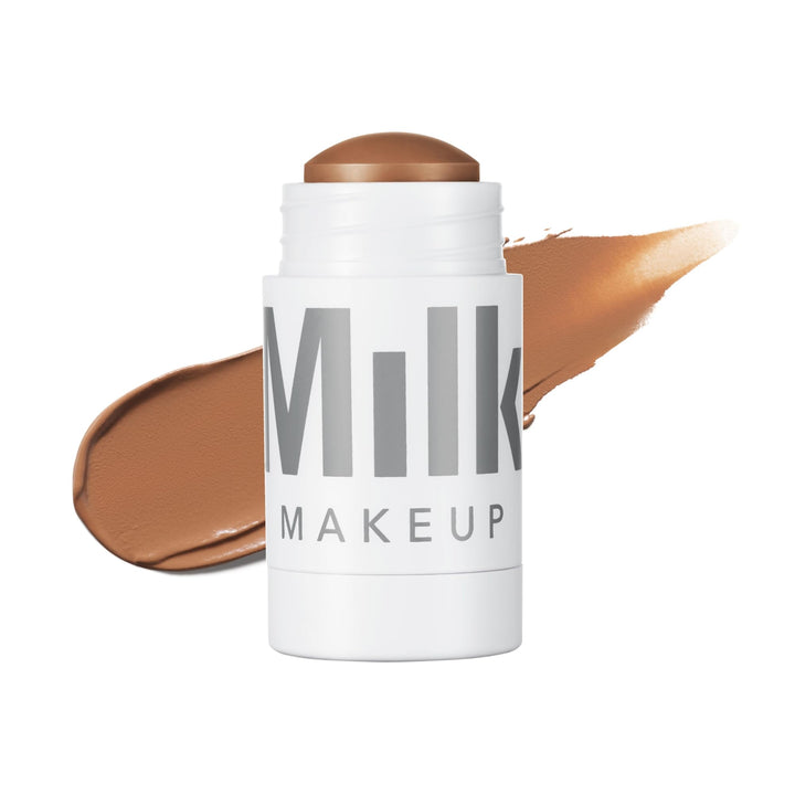 Milk Makeup matte bronzer front packaging showing compact stick and branding benefits