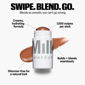 Milk Makeup matte bronzer open cap close-up revealing protective disk and easy twist