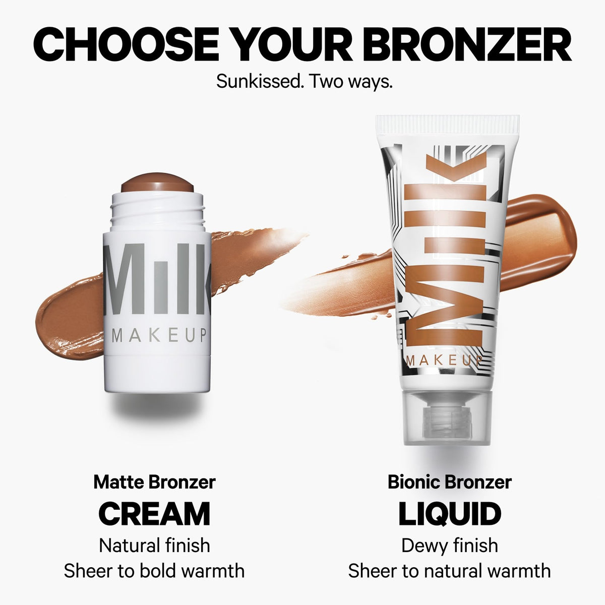 Milk Makeup matte bronzer packaging label highlighting clean, vegan ingredient promise