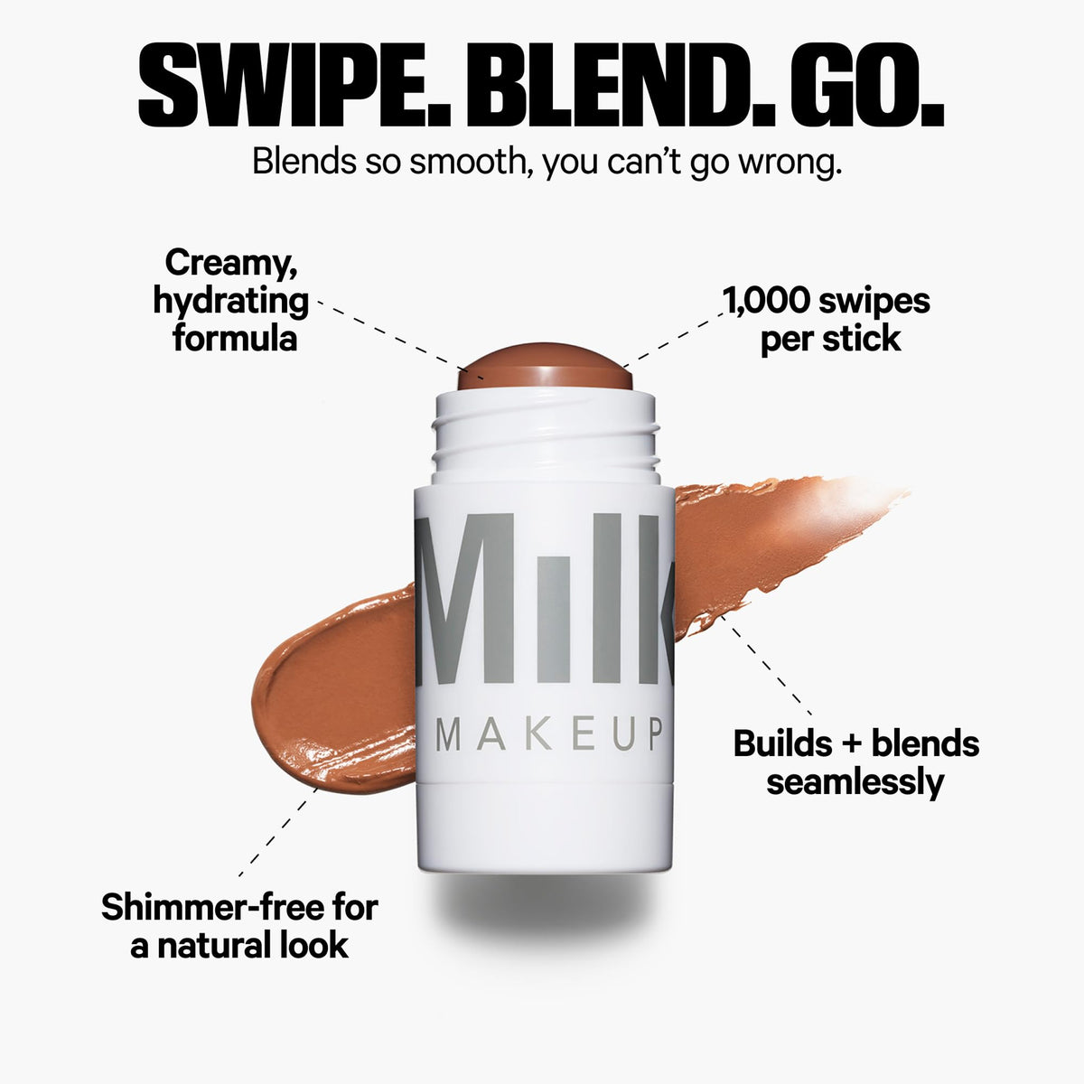 Milk Makeup bronzer stick texture close-up highlighting creamy, blendable finish