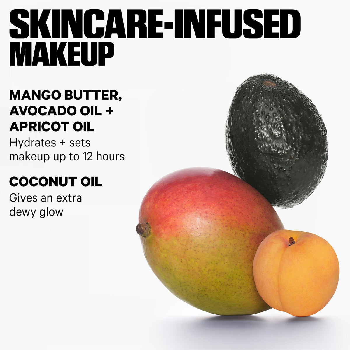 Milk Makeup sticks beside mango butter and oils highlighting hydrating ingredients