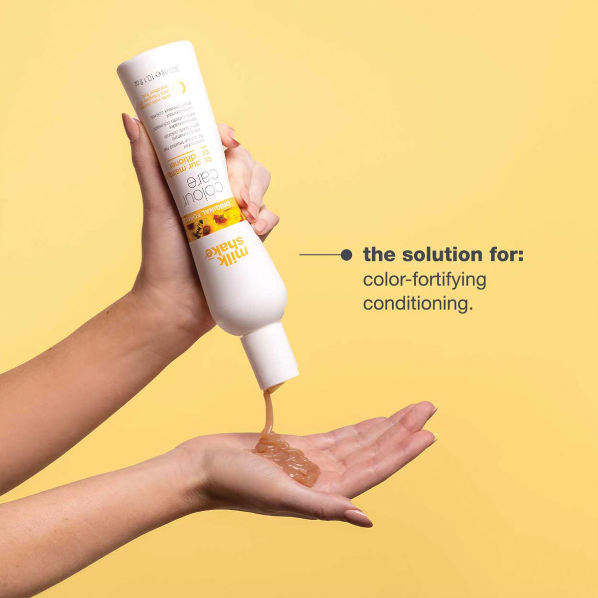 milk_shake on styled hair showing glossy color retention and smooth finish
