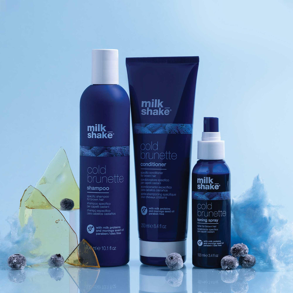 milk_shake lifestyle after use model with cool brunette tone and glossy finish
