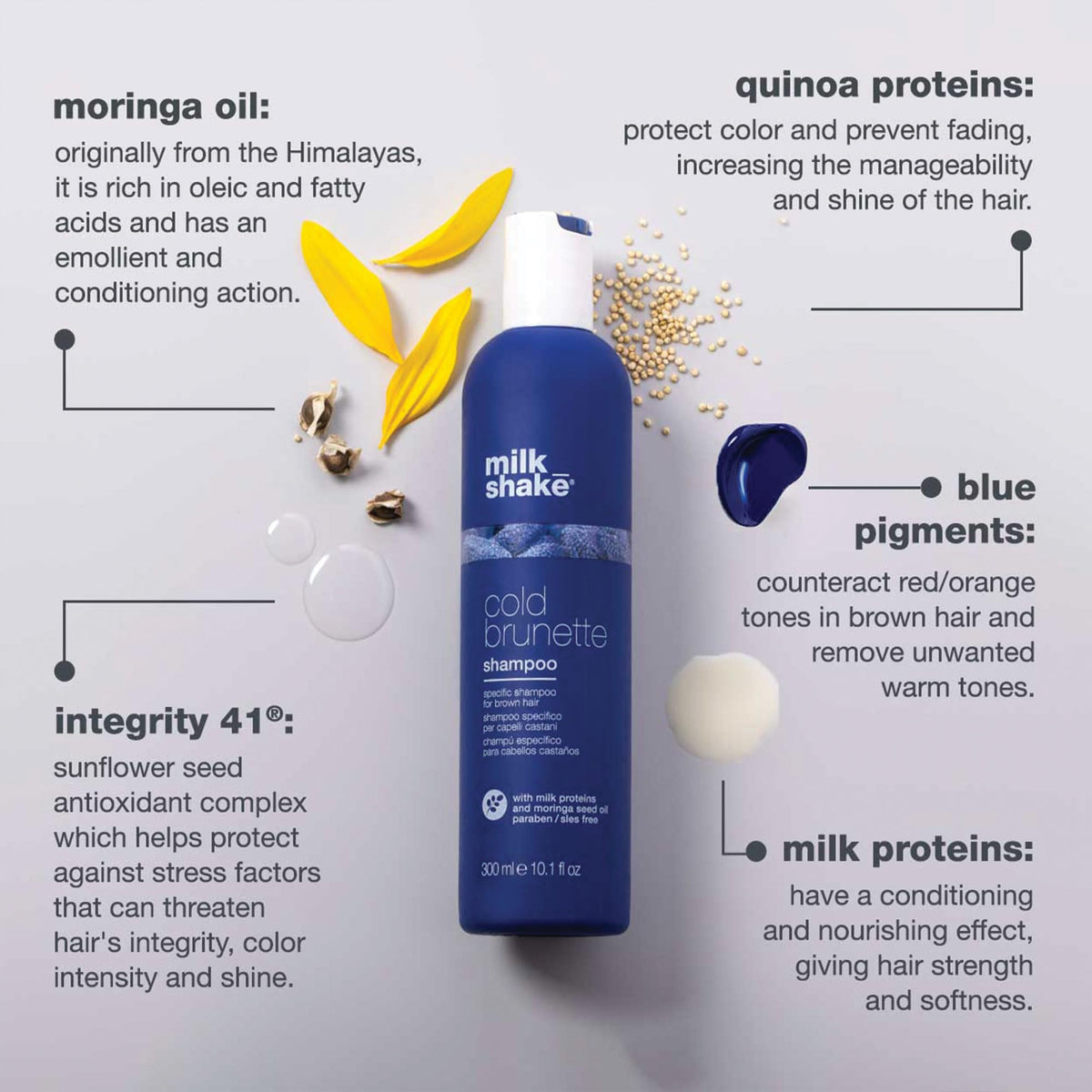 milk_shake poured shampoo texture displaying creamy blue formula for cooling brass