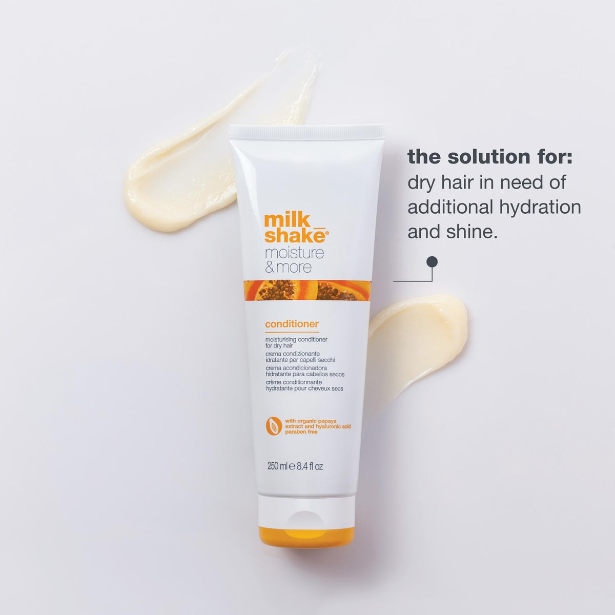 milk_shake creamy conditioner texture pouring from bottle to show hydration and slip