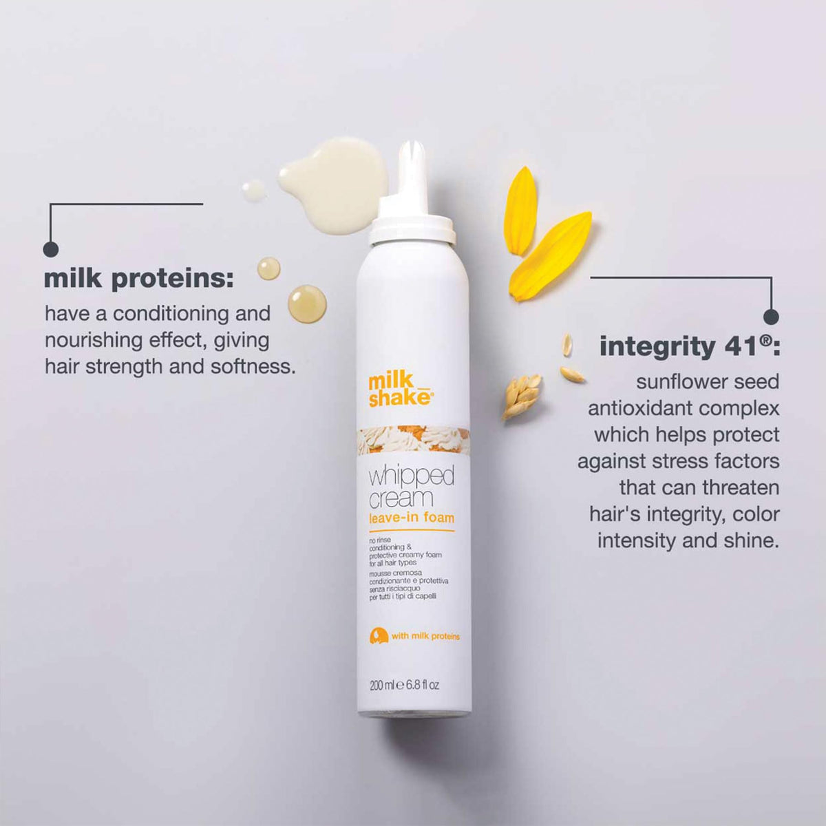 milk_shake mousse being applied to hair to detangle and smooth