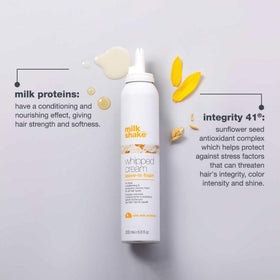 milk_shake mousse being applied to hair to detangle and smooth