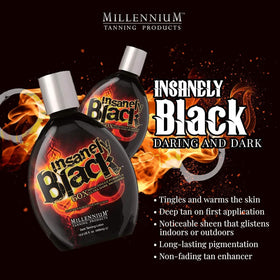 Millennium Tanning back label close-up showing ingredients and usage guidance