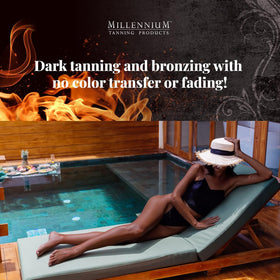 Millennium Tanning pump dispensing lotion emphasizing easy application