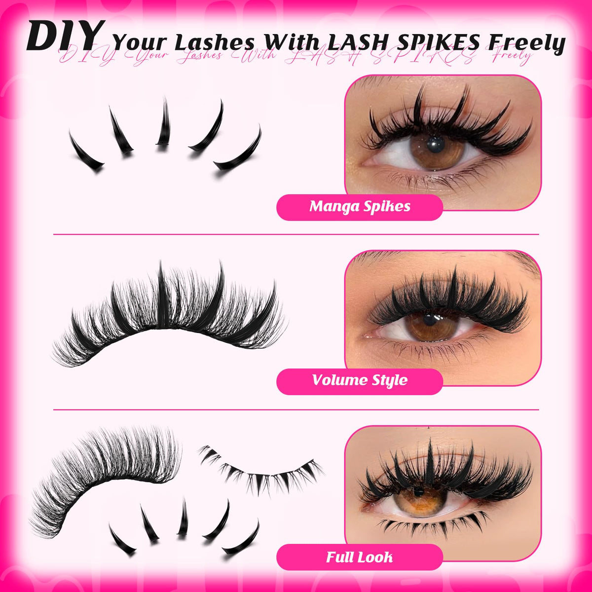 MilyBest four cluster styles laid out to compare lengths and volume