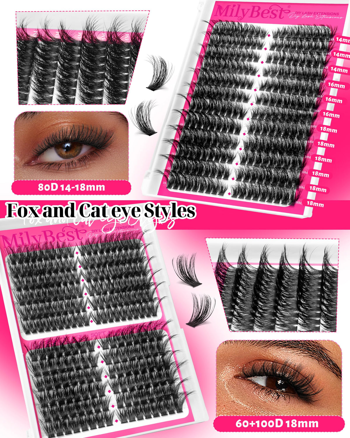 MilyBest angled tweezers and five brushes arranged for precise application