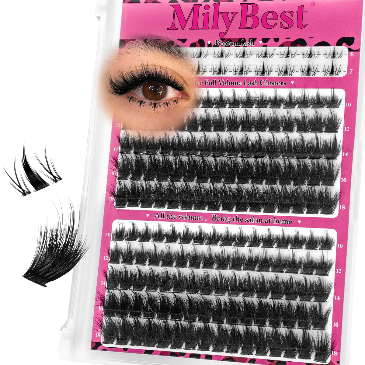 MilyBest front packaging showing complete lash tray and benefits