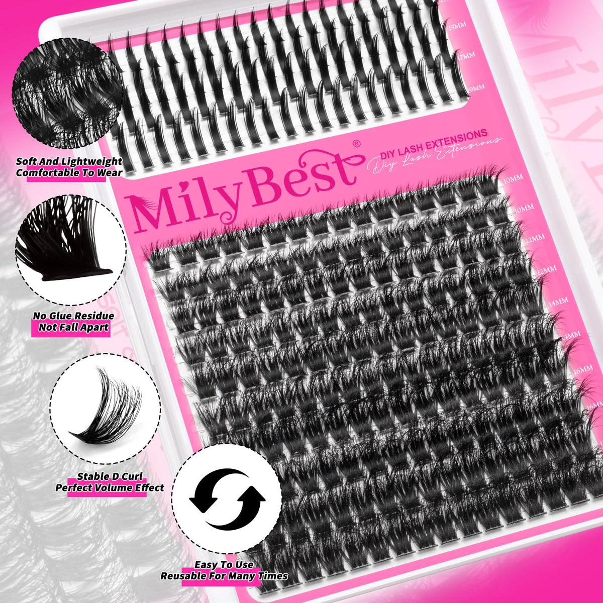 MilyBest macro of lash fibers showing soft texture for lightweight comfort