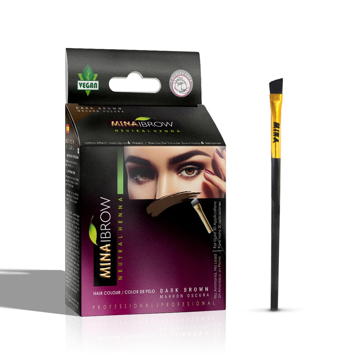 MinaiBrow front packaging showing kit and clear benefits