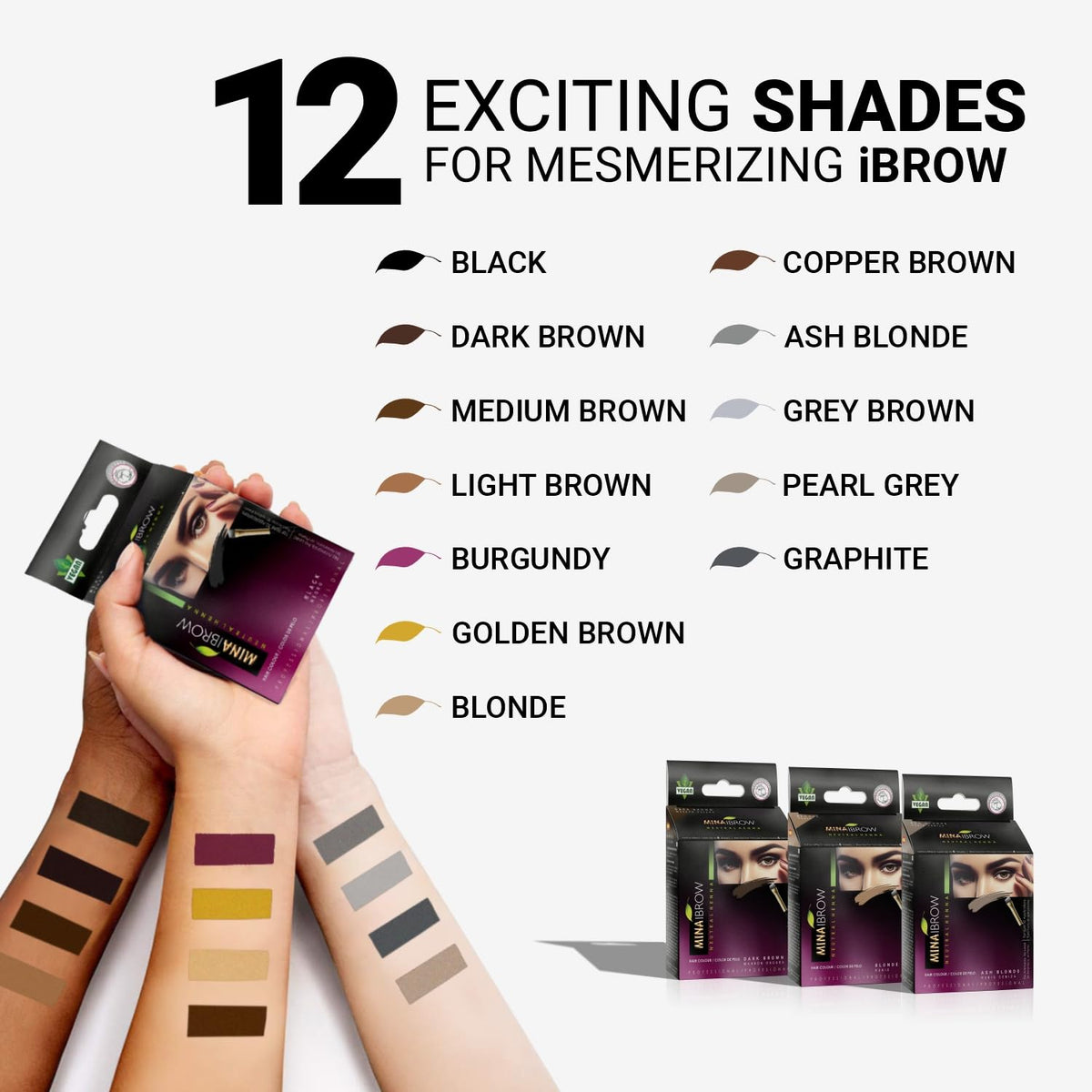 MinaiBrow tinted eyebrow strands detail showing defined color