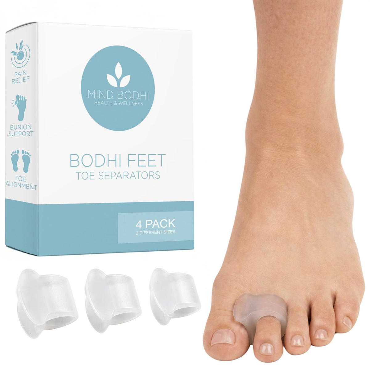Mind Bodhi clear gel front pack shows product and comfort benefits