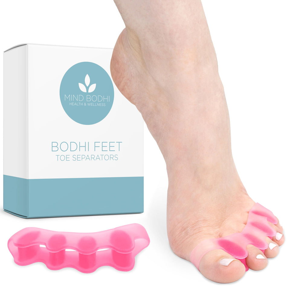 Mind Bodhi Health & Wellness front packaging showing pink toe separators and benefits