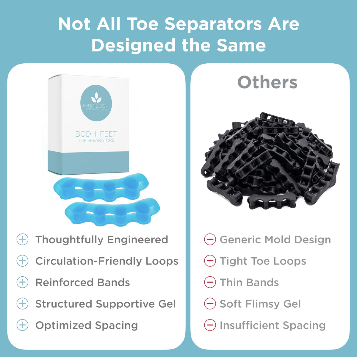 MIND BODHI toe separators in use during yoga demonstrating stable support