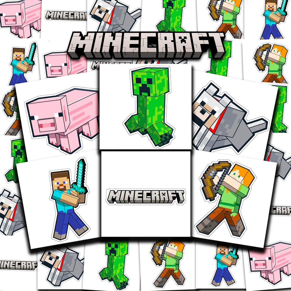 Minecraft pack front showing licensed characters and quantity benefit