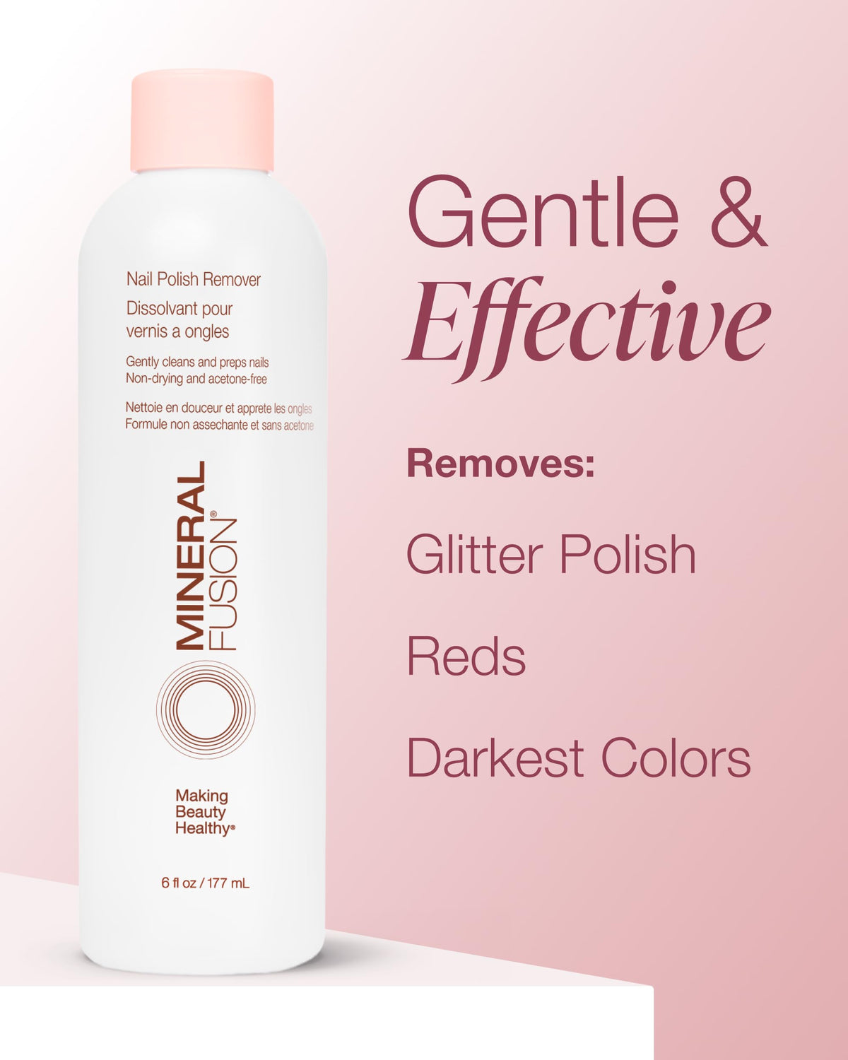 Mineral Fusion before and after nails showing effective polish lift and healthier look