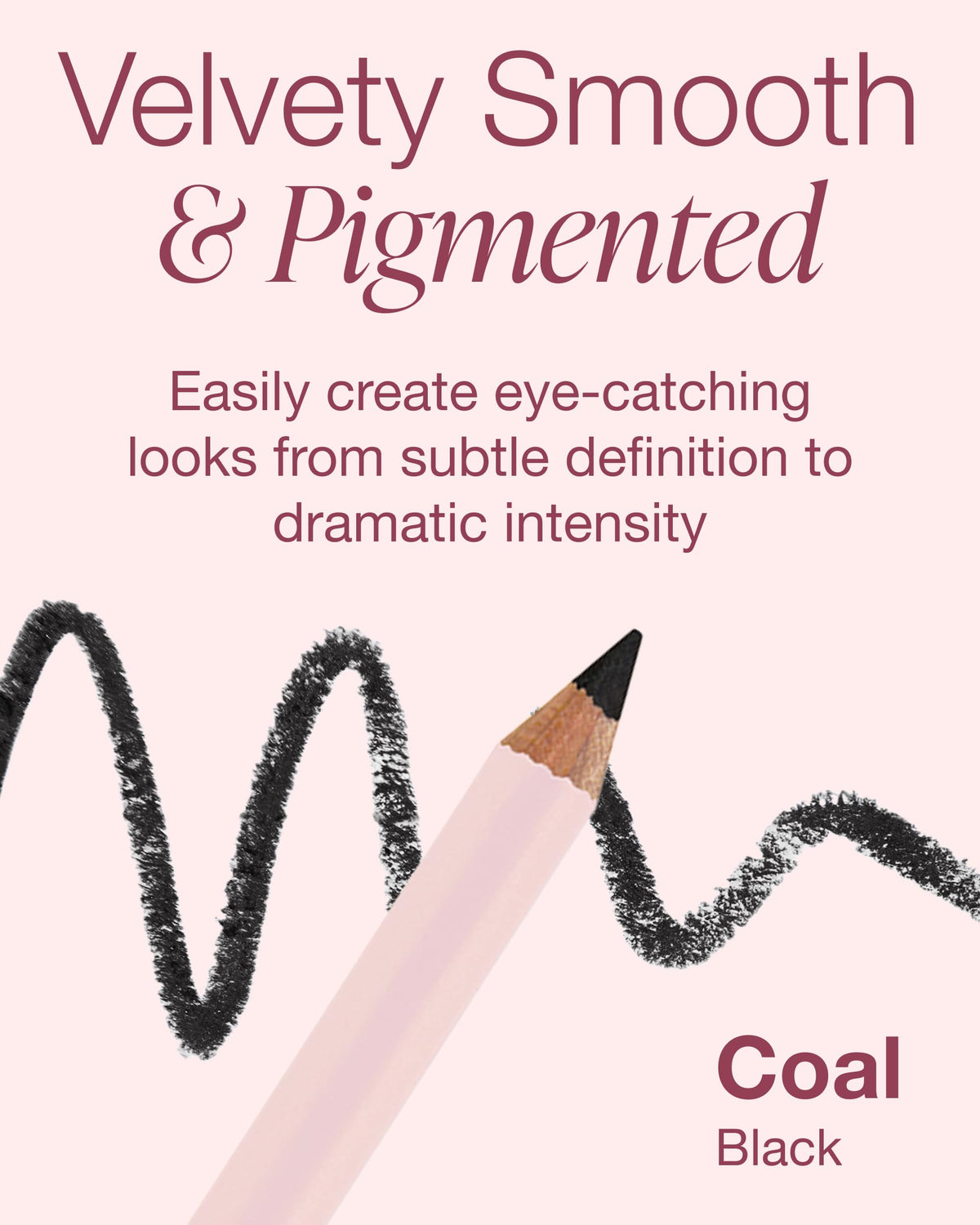 Mineral Fusion texture stroke on skin, rich coal pigment demonstrating payoff