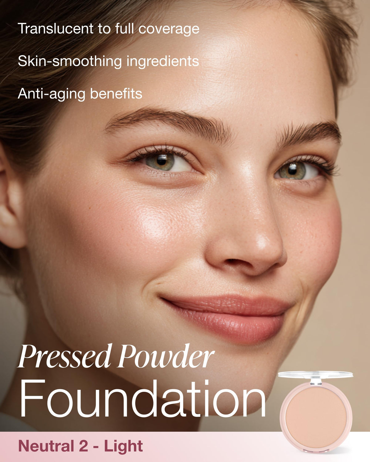 Close-up of Mineral Fusion powder pan revealing silky triple-milled texture benefit