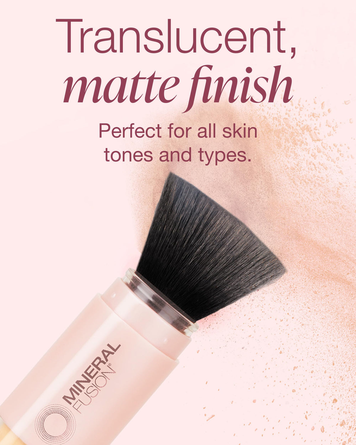 Mineral Fusion powder swatch on skin demonstrating matte, translucent coverage