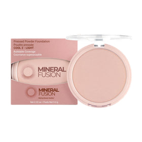 Mineral Fusion compact front view showing matte case and brand logo for easy storage