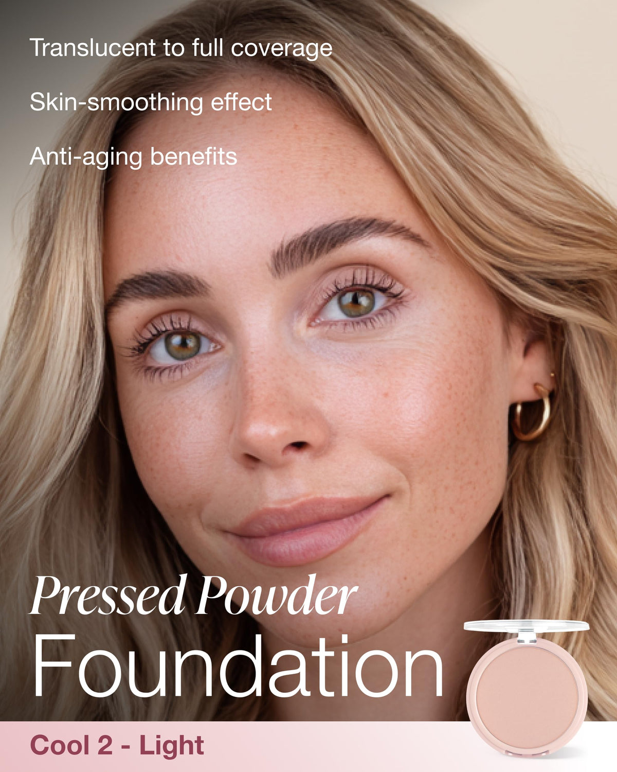 Mineral Fusion pressed powder open pan displaying smooth triple-milled surface for seamless application