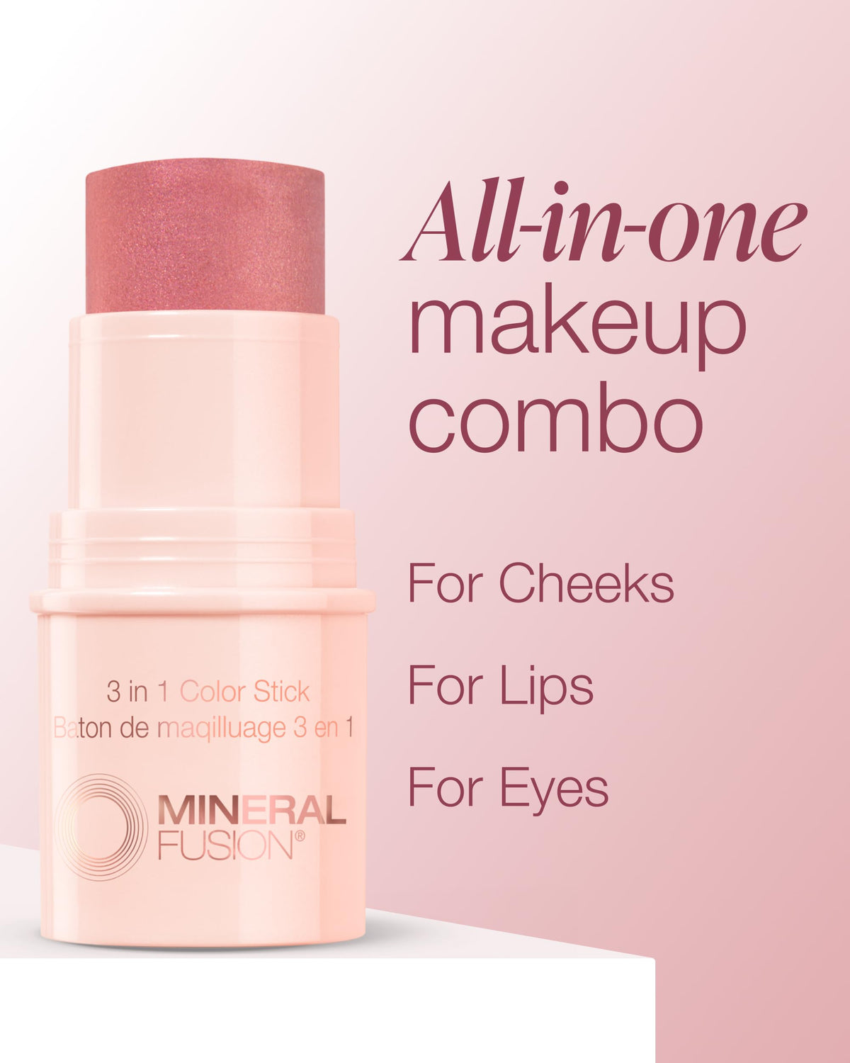 Mineral Fusion applied on cheek demonstrating dewy flush and effortless blending