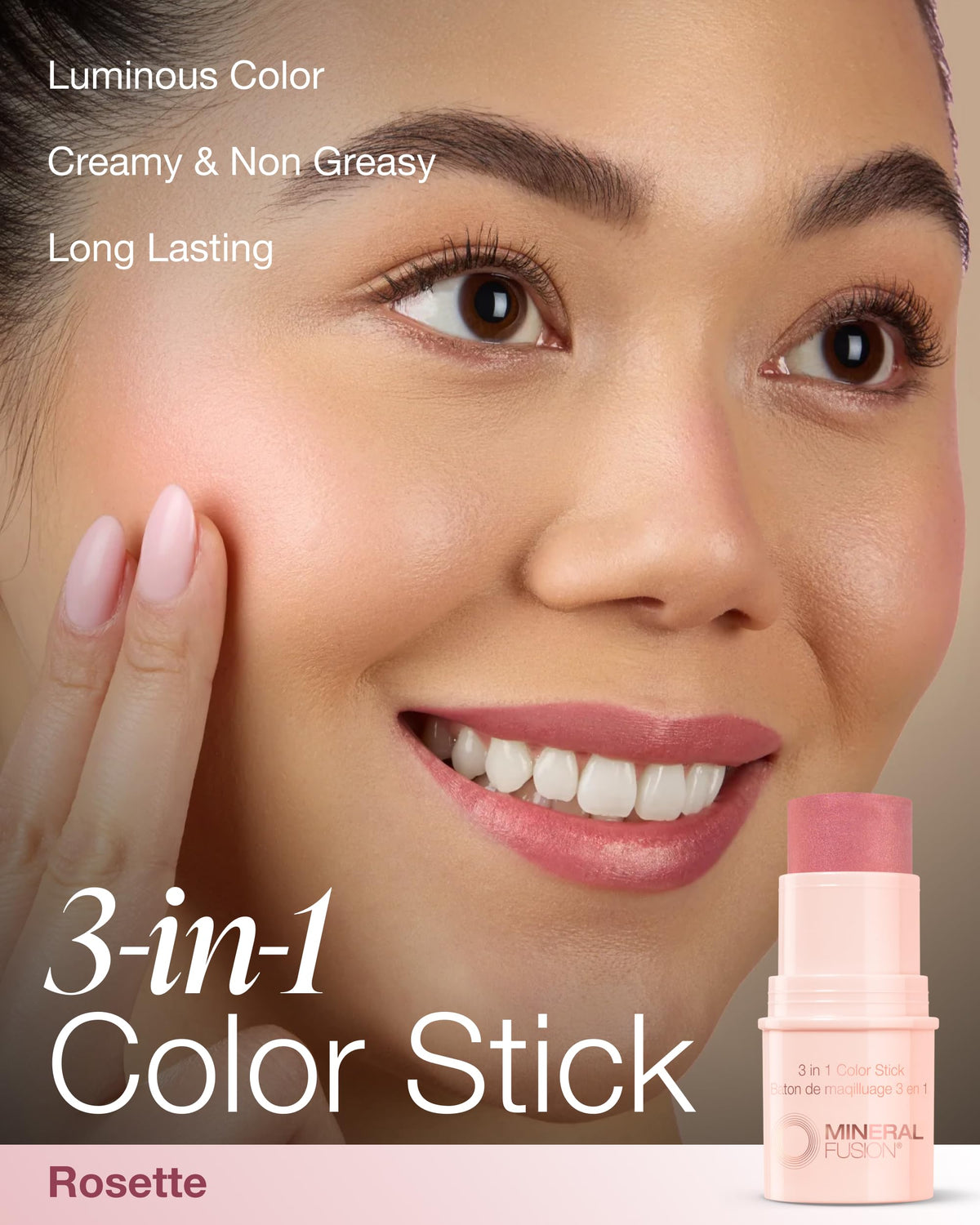Mineral Fusion twist tube open revealing cream stick for easy, no-mess application