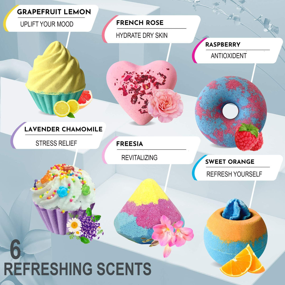 Mineral Me California close-up of cupcake-shaped bath bomb showing cute details