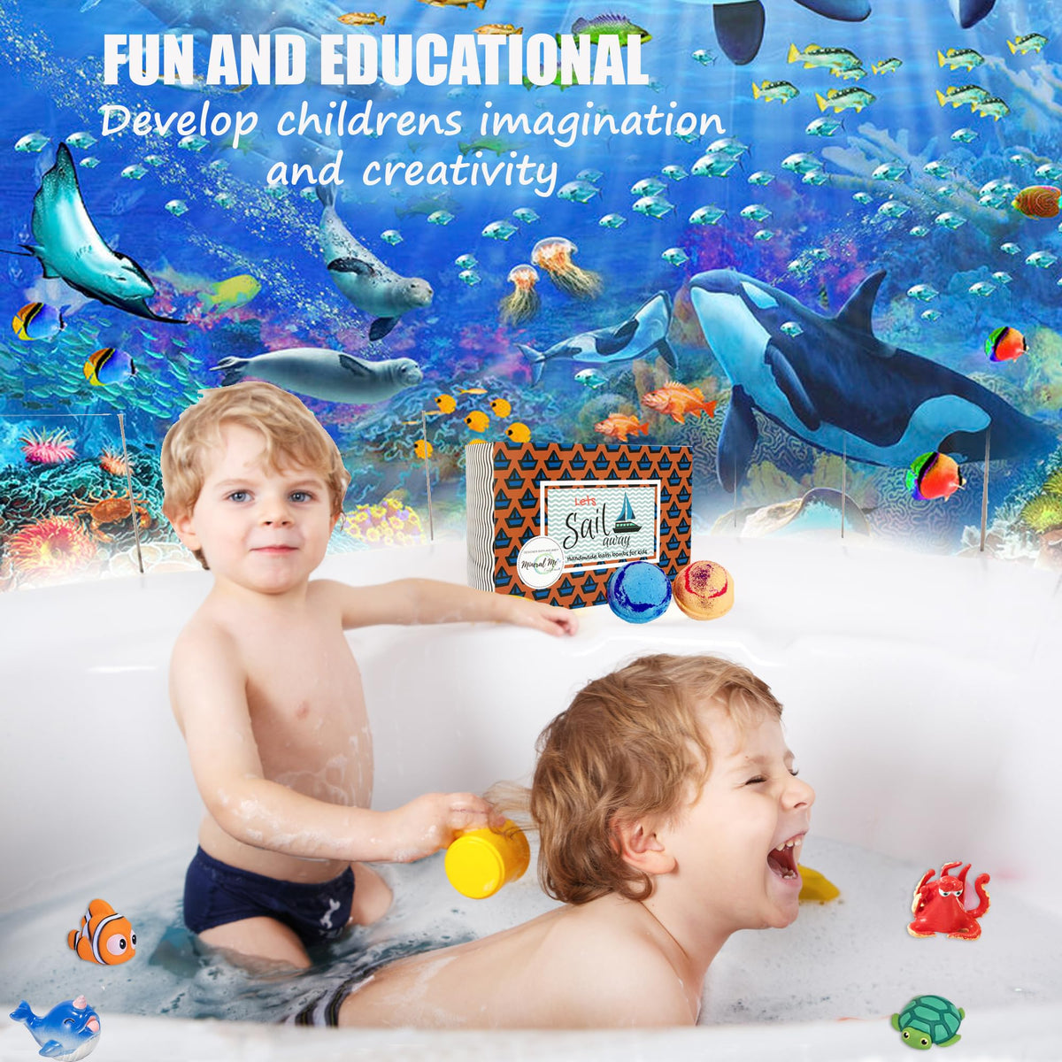 Mineral Me California fizzing in bathtub creating colorful water and fun bubbles
