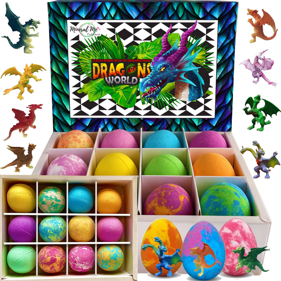 Mineral Me California front packaging showing 12 colorful bath bombs and brand