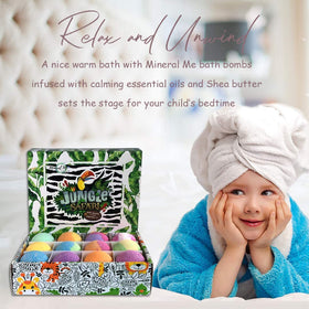 Mineral Me California child enjoying bath time with colorful fizzies and toy reveal