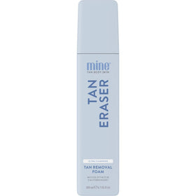 Minetan BODY.SKIN front packaging showing tan eraser foam benefits
