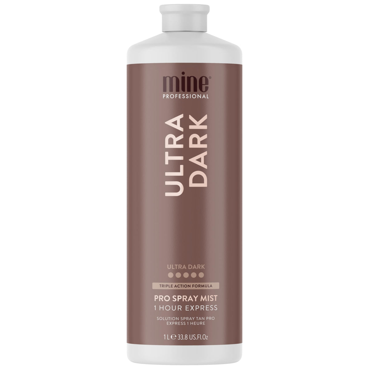 MINETAN BODY.SKIN front bottle view showing Ultra Dark spray solution benefits