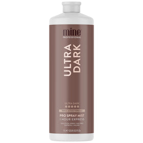 MINETAN BODY.SKIN front bottle view showing Ultra Dark spray solution benefits