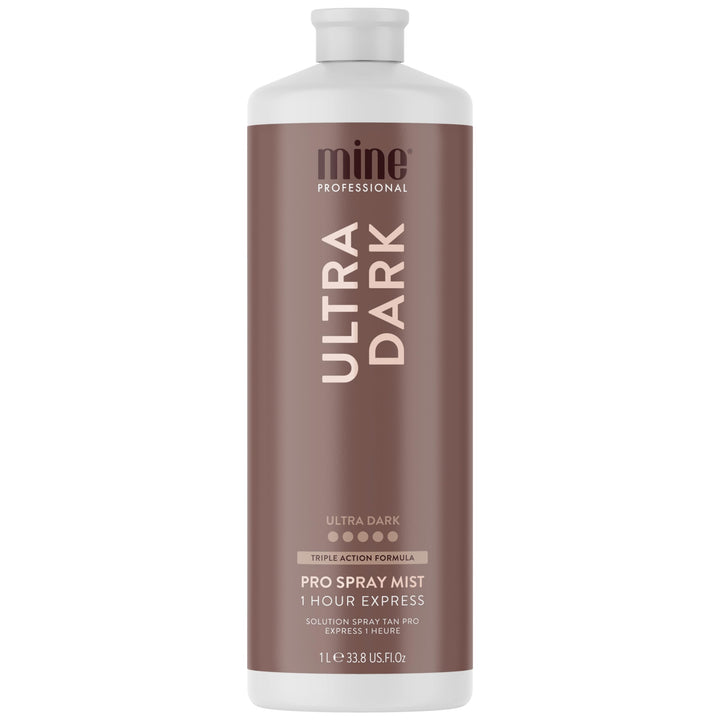 MINETAN BODY.SKIN front bottle view showing Ultra Dark spray solution benefits