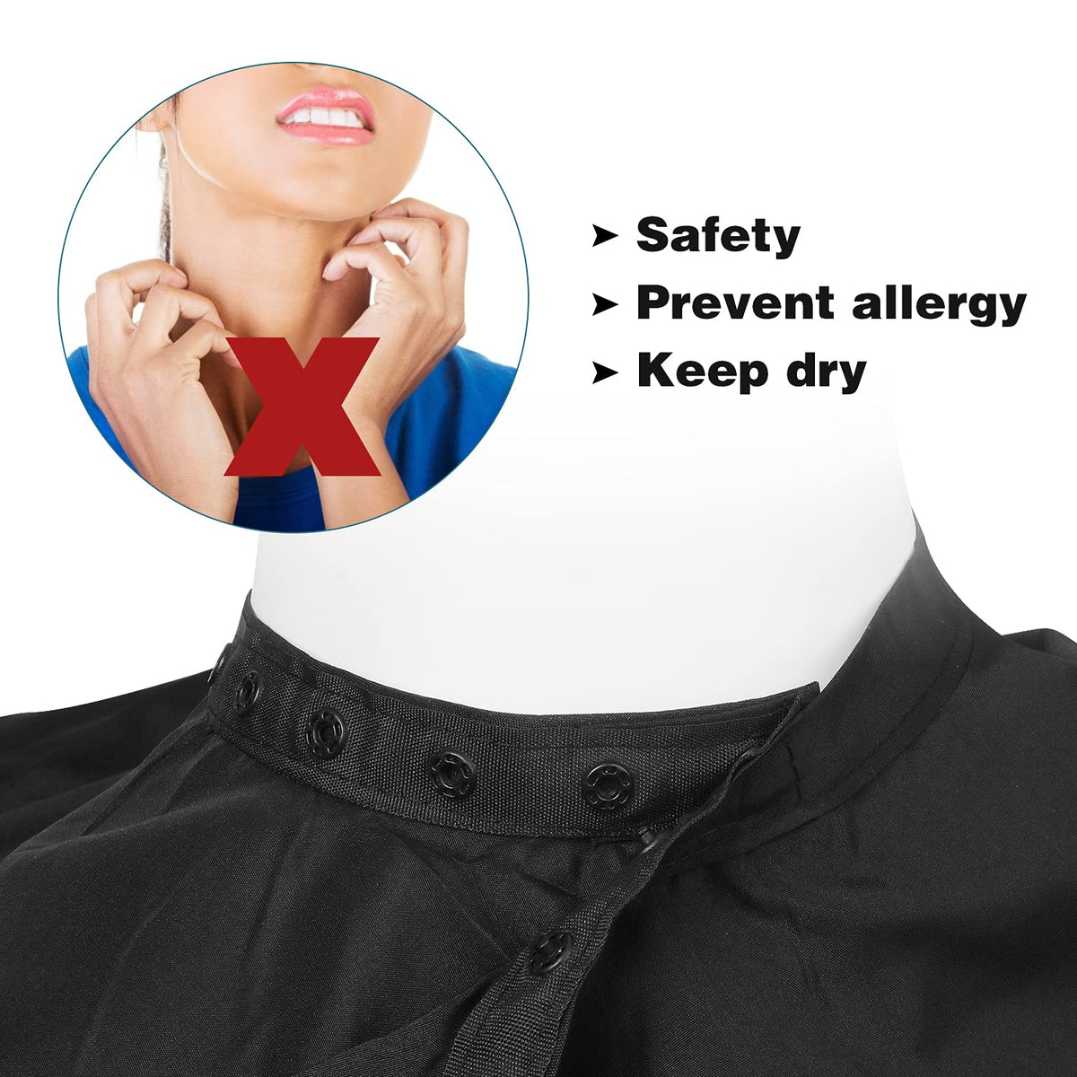 Minewill adjustable snap neck fastener showing customizable fit advantage