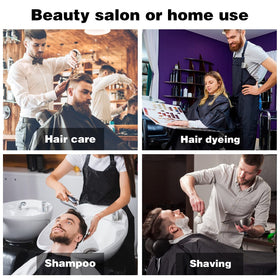 Minewill stylist using cape in salon showcasing professional usability benefit