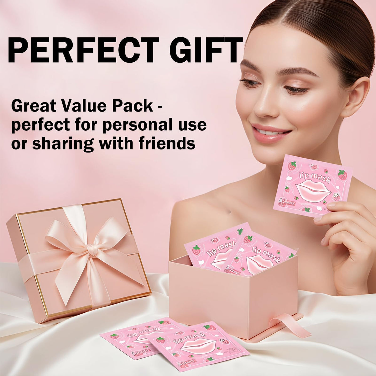 Minfei open box with eye and lip masks arranged for gift-ready appeal